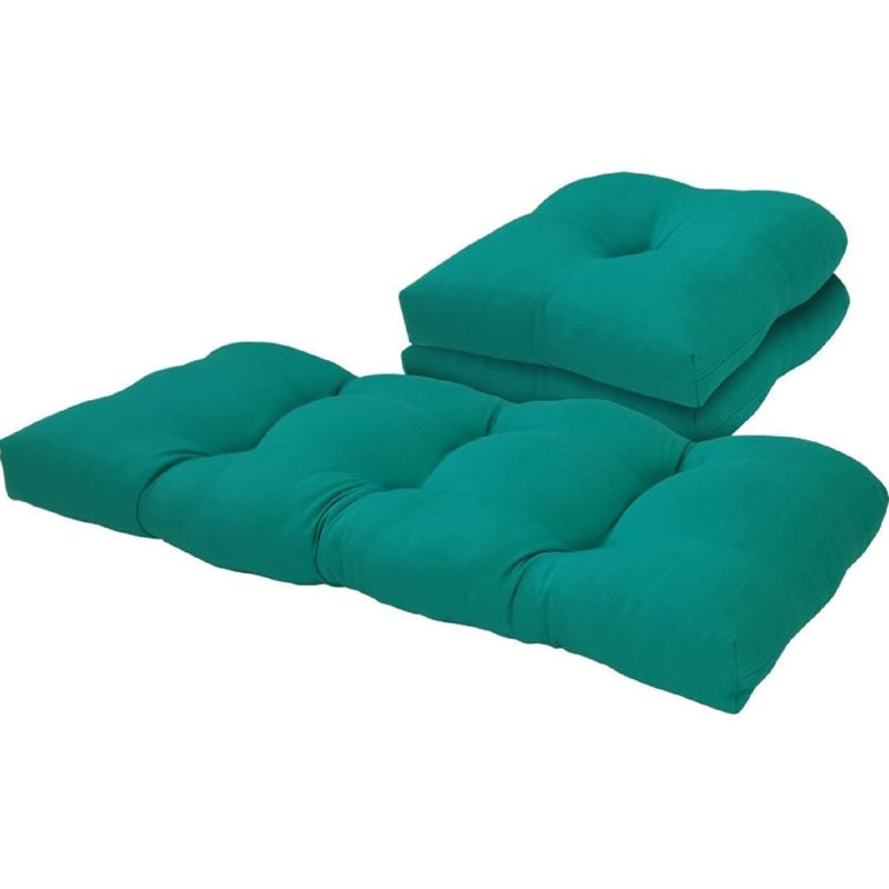 Bay Isle Home Solid 3 Piece Outdoor Loveseat/Chair Cushion Set
